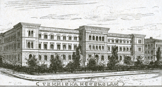 Illustration av Tekniska högskolan ur Teknisk Tidskrift 1879