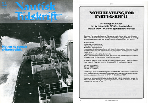 SFBF Nautisk tidskrift 1992 med upprop novelltävling